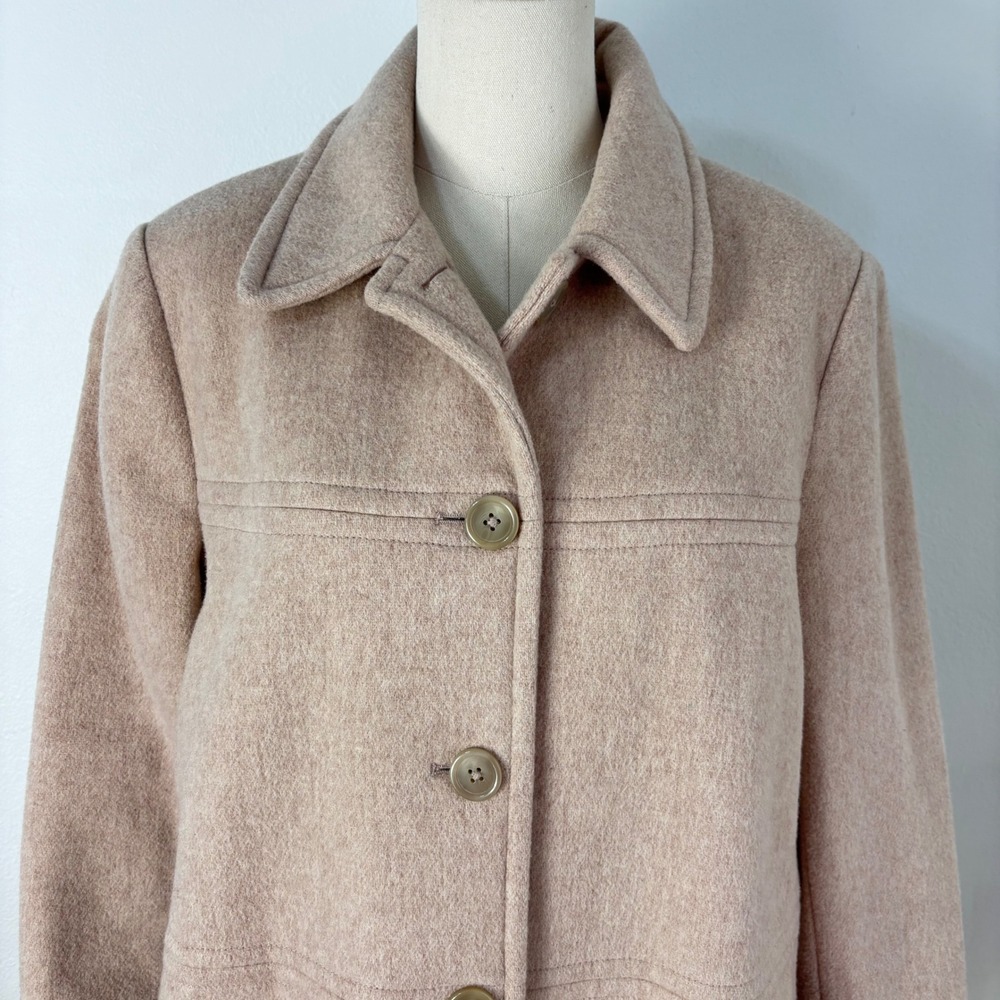 Classic London Fog Wool Blend Coat Cottage Preppy  Camel Buttoned Jacket Size 10 - Picture 6 of 12